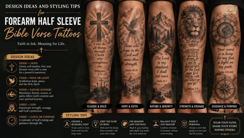 Design Ideas and Styling Tips for Forearm Half Sleeve Bible Verse Tattoos